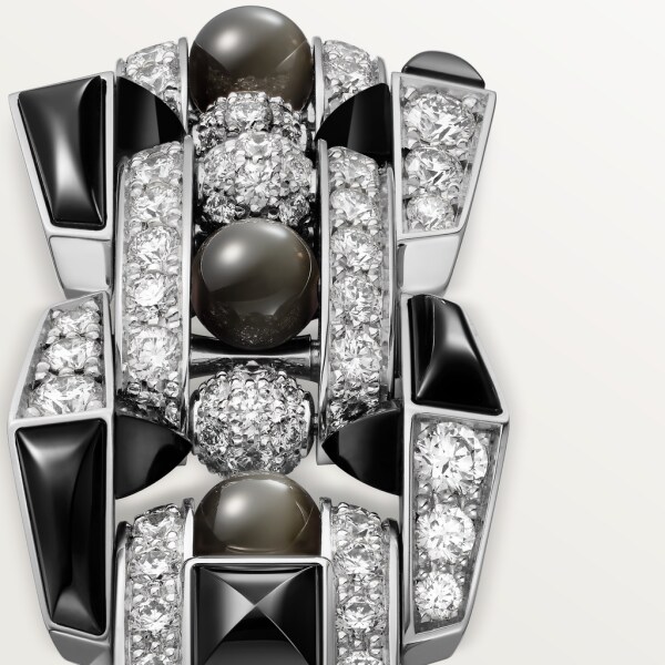 Clash [Un]limited 腕錶 小型款，石英機芯，鍍銠飾面白色黃金，鑽石，尖晶石，黑曜石